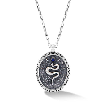 Silver Men's Snake Talisman Necklace