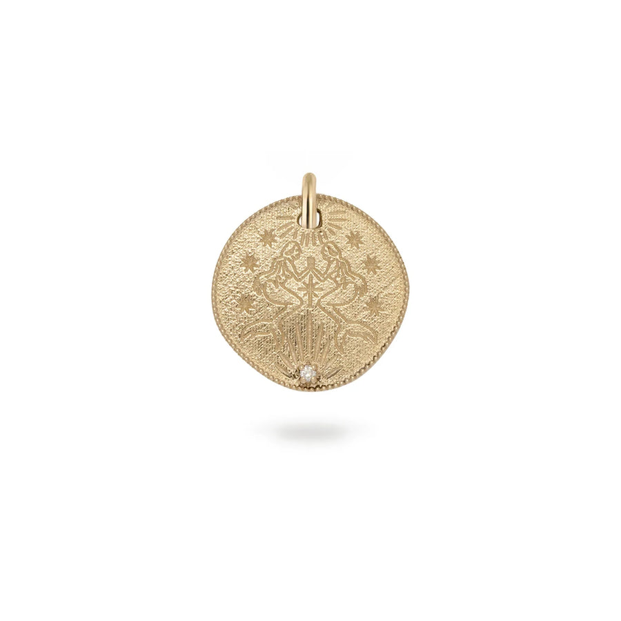 Diamond Mermaid Coin Pendant 9ct Gold