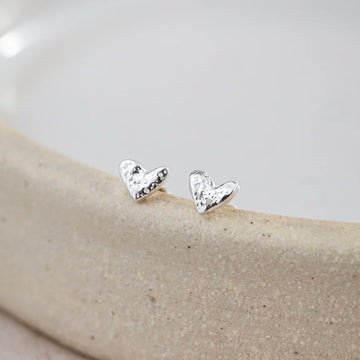 Silver Mini Abstract Heart Stud Earrings