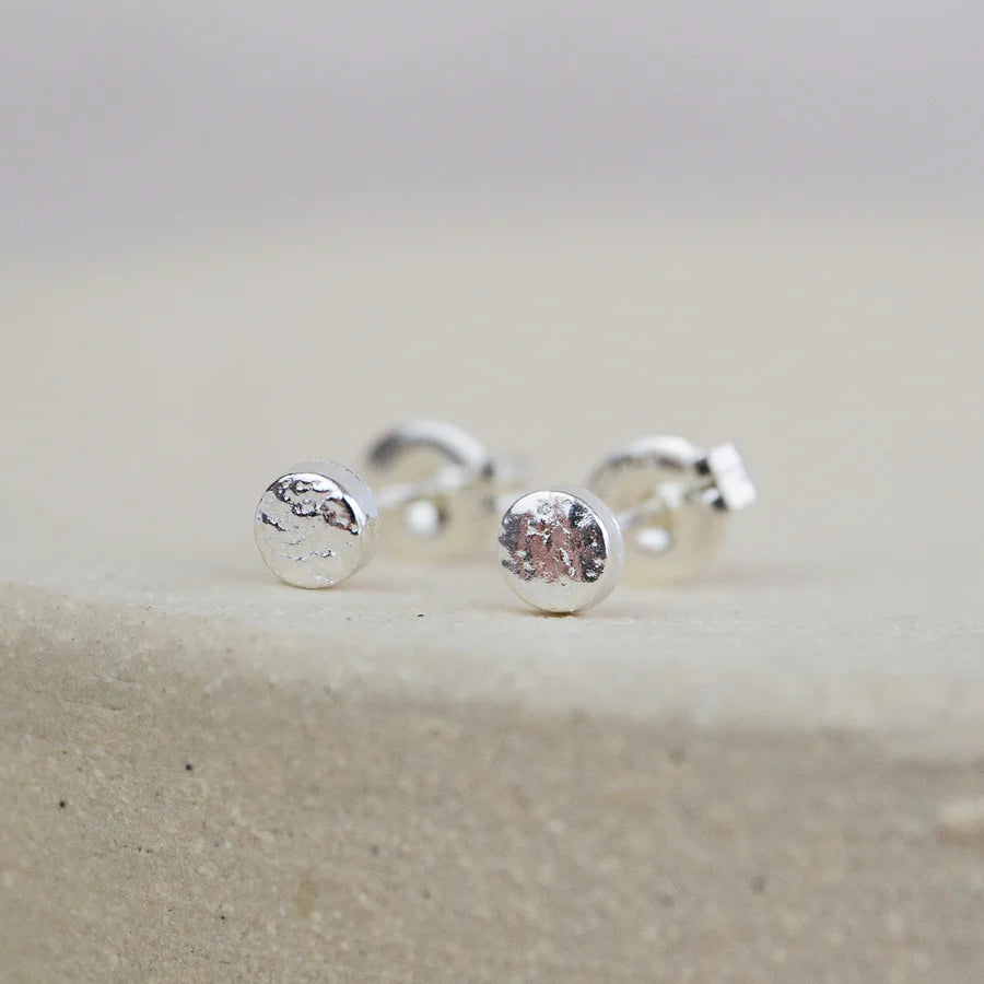Silver Mini Circle Stud Earrings