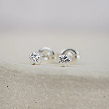 Silver Mini Flower Stud Earrings