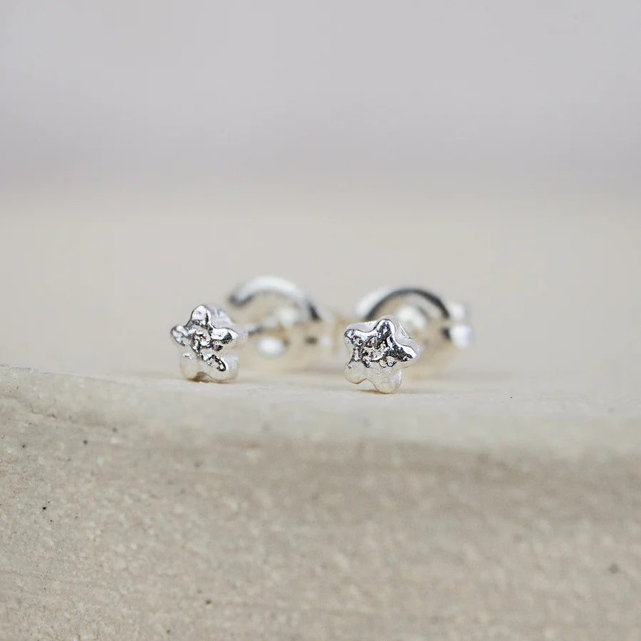 Silver Mini Flower Stud Earrings