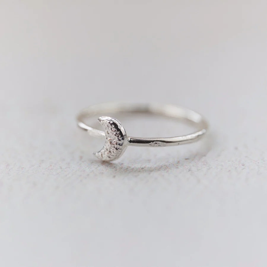 Silver Mini Moon Ring