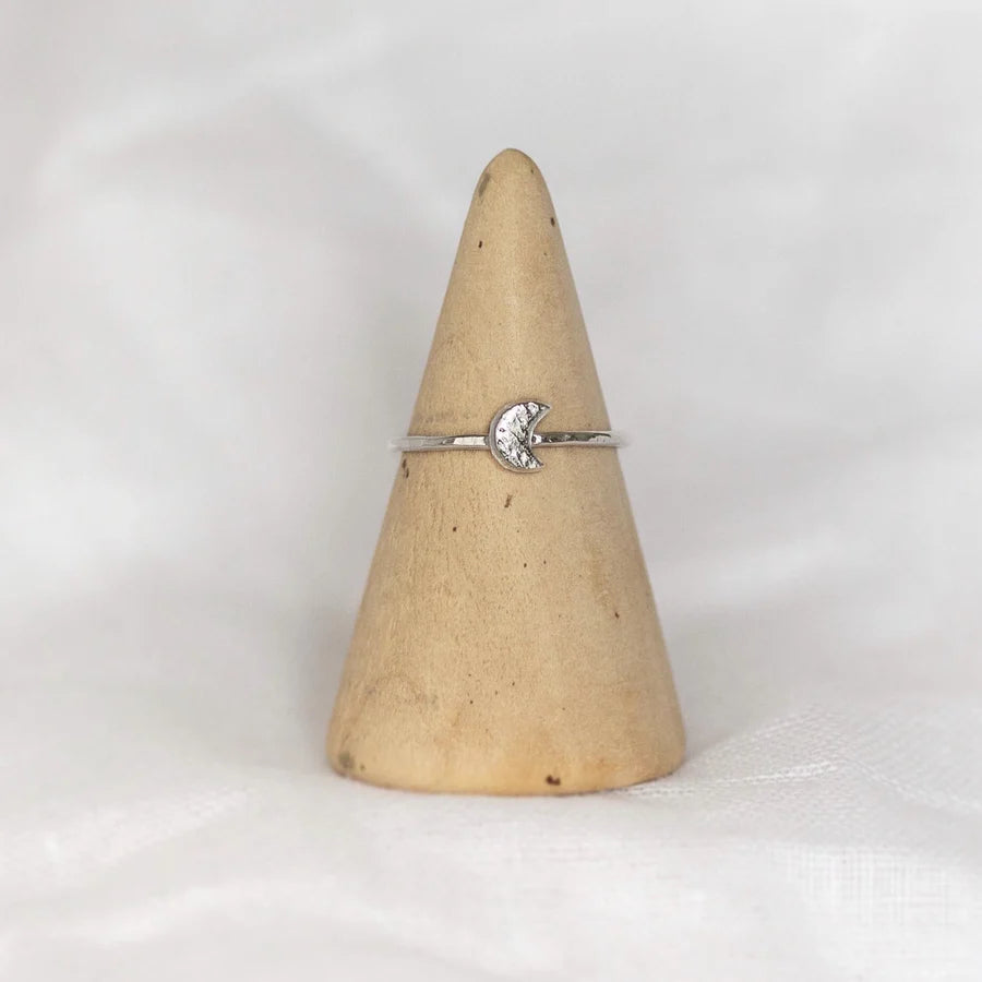 Silver Mini Moon Ring