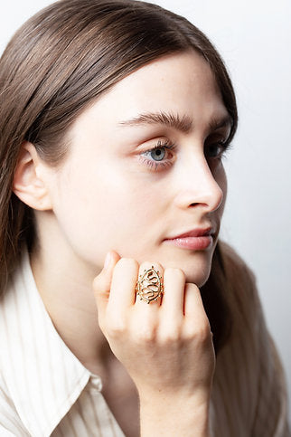 9ct Yellow Gold Navette Ring