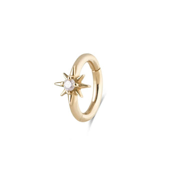 9ct Yellow Gold North Star Seamless Huggie Hoop Earrings