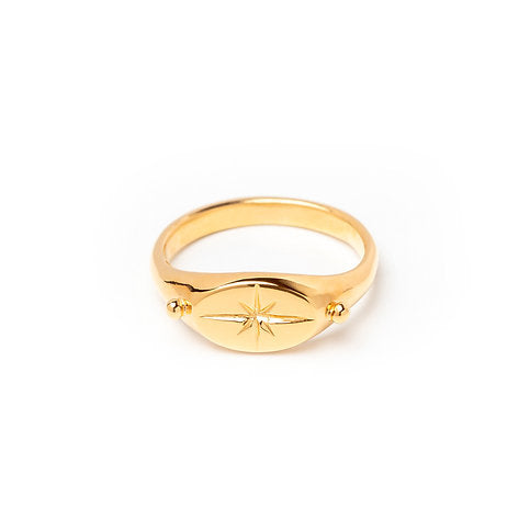 9ct Yellow Gold North Star Signet Ring