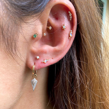 Opal & Diamond Crawler Flat Back Earring