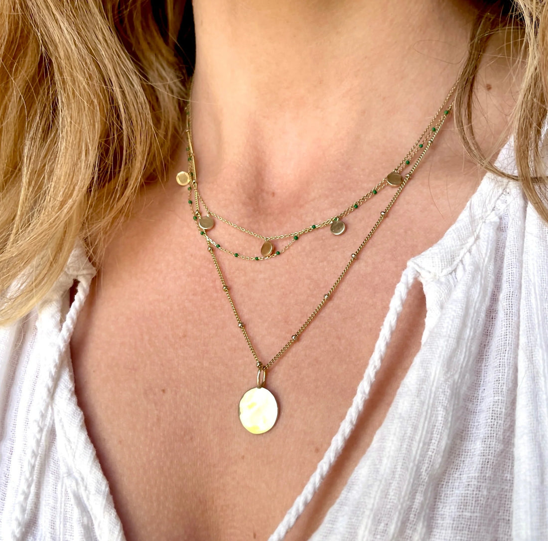 Organic Coin Pendant 9ct Gold