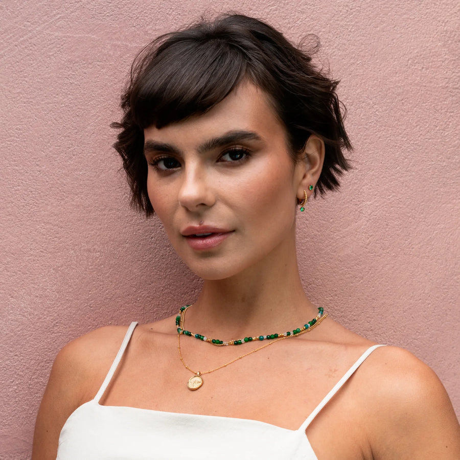 Green Garnet Orissa Hoop Earrings Gold Vermeil