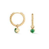 Green Garnet Orissa Hoop Earrings Gold Vermeil