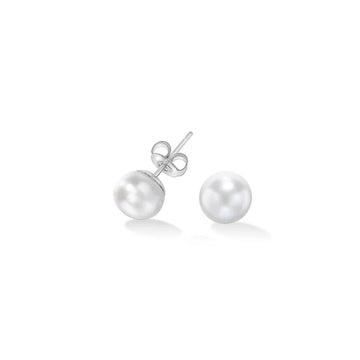 8mm White Freshwater Pearl Stud Earrings