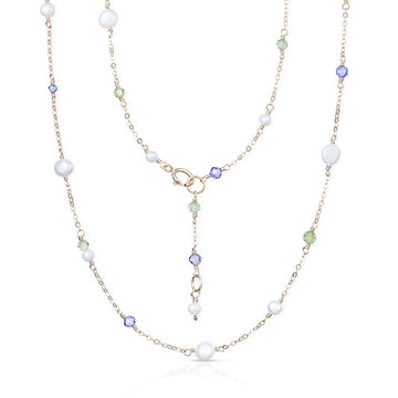 9ct Dainty Peridot, Zircon and Pearl Chain Necklace