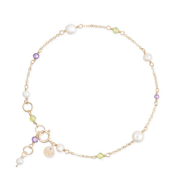 9ct Dainty Peridot, Zircon and Pearl Bracelet