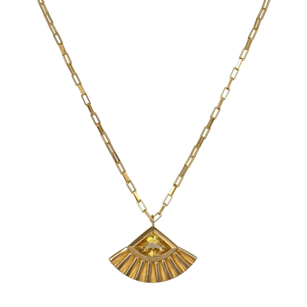 Pharaohs Citrine Papyrus Necklace Gold Vermeil