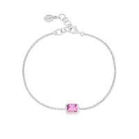 Silver Pink Quartz Octagon Chain Bracelet