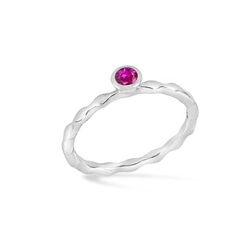 Silver Pink Sapphire Wave Ring