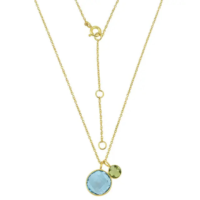 Polka Dot Blue Topaz & Peridot Necklace
