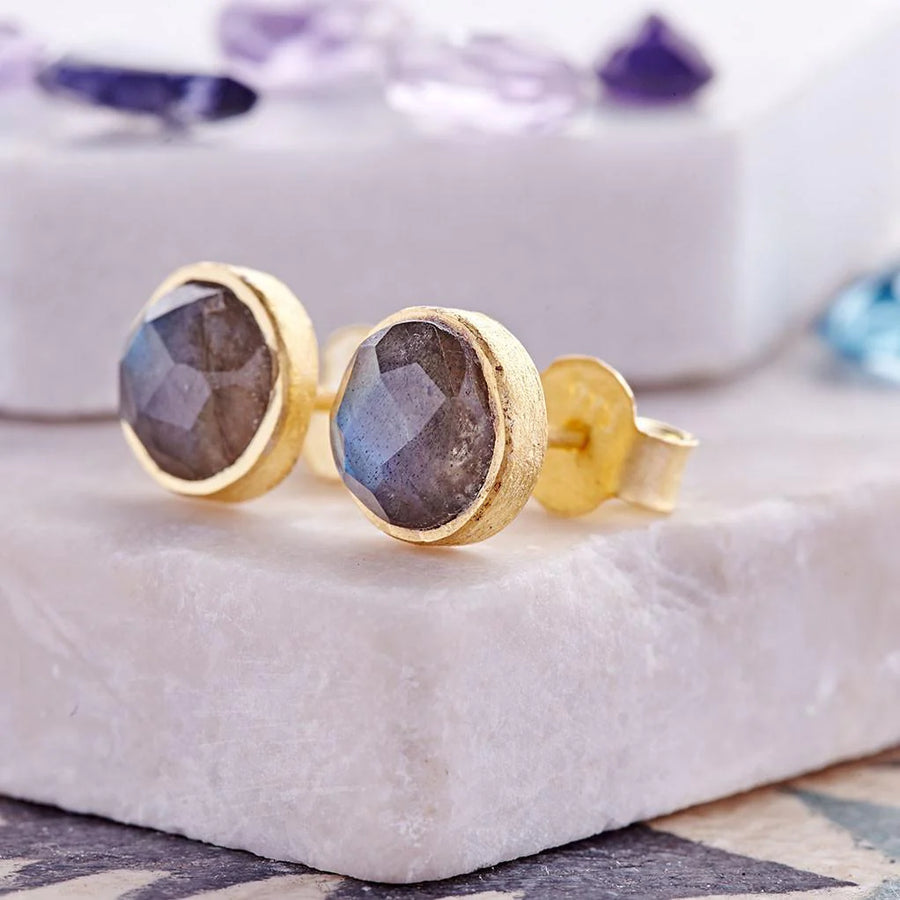 Gold finish Cupcake Labradorite Studs