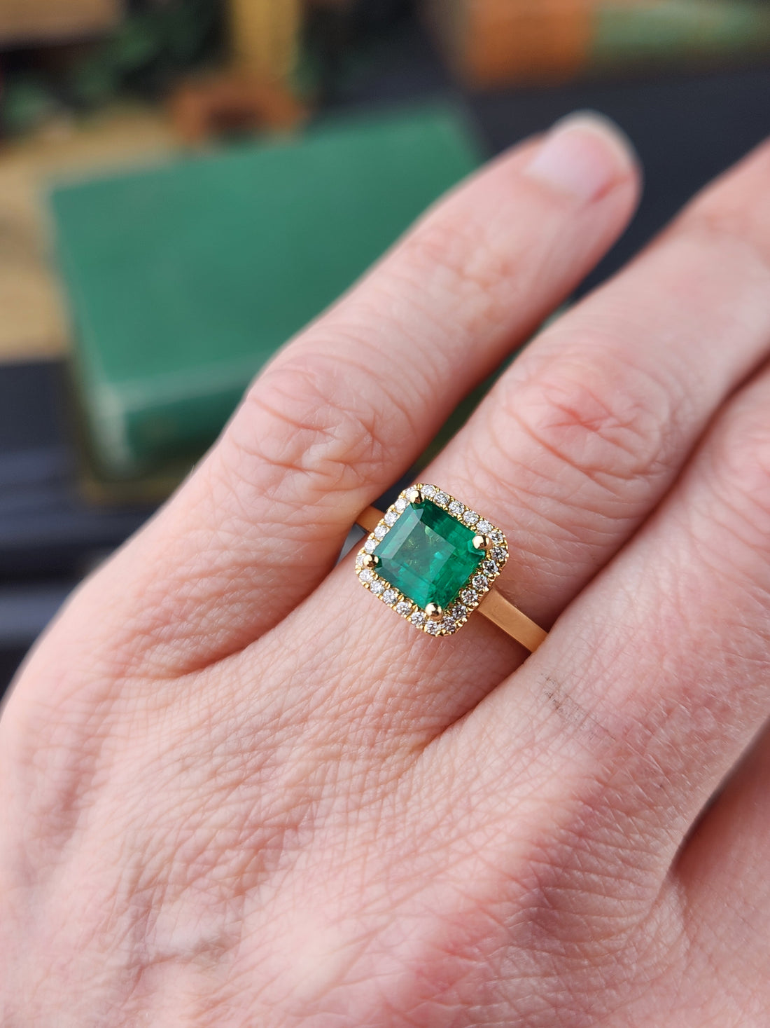 18ct Yellow Gold Emerald and Diamond Ring