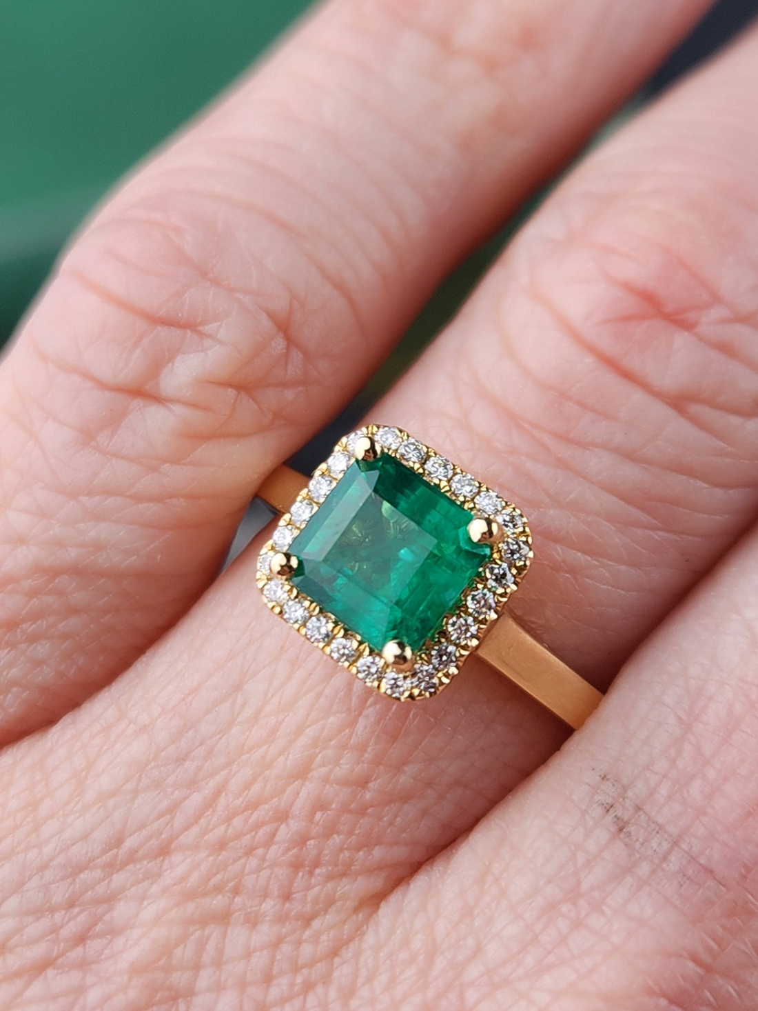 18ct Yellow Gold Emerald and Diamond Ring