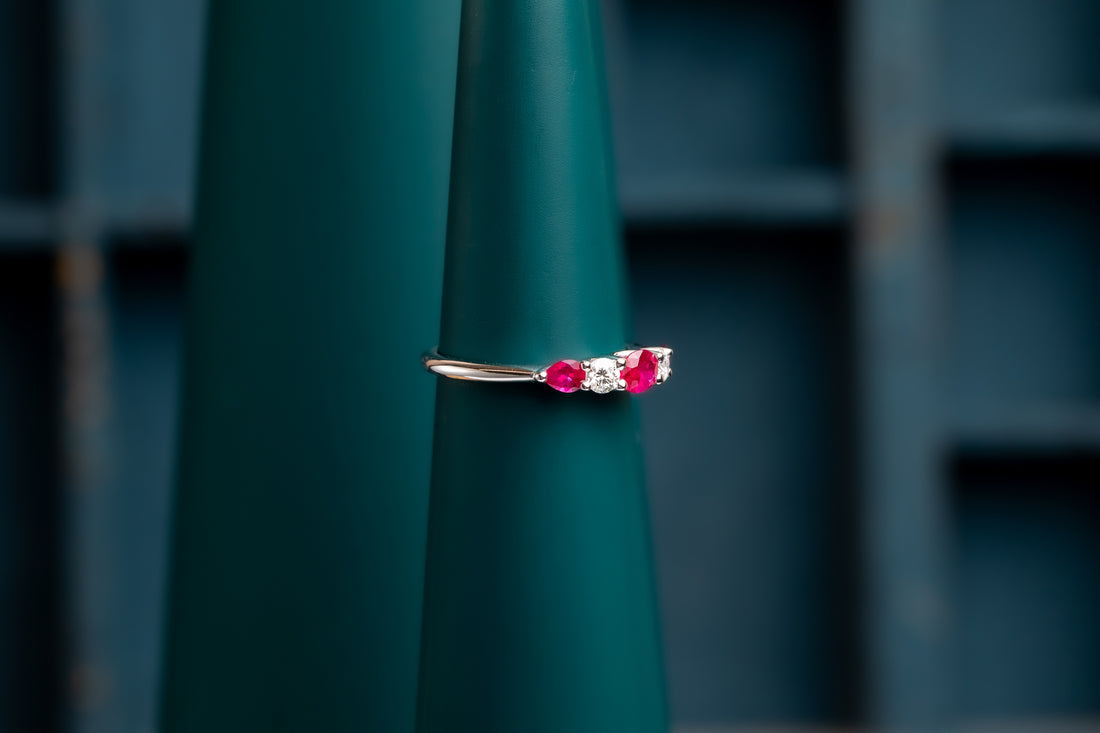 Ruby and Diamond five stone ring