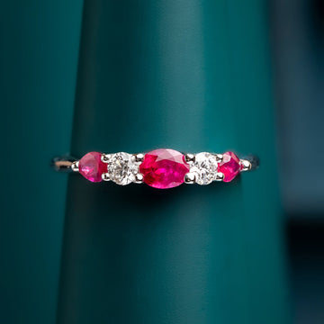 Ruby and Diamond five stone ring