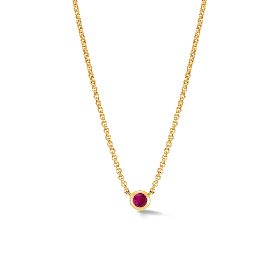 Ruby Round Dewdrop Pendant Gold Vermeil