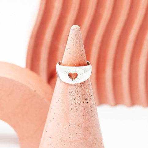 Silver Sacred Heart Ring