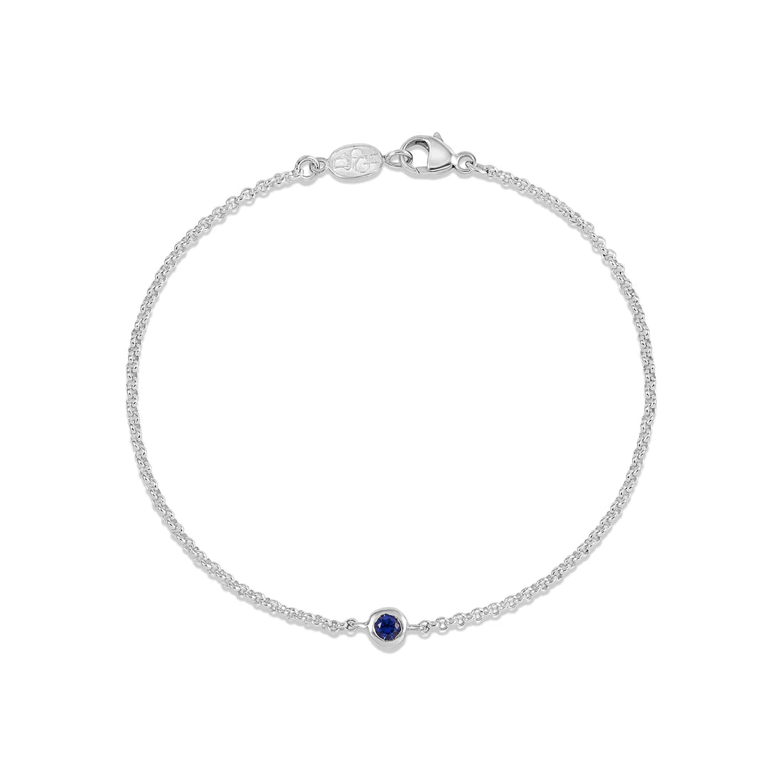 Silver Single Blue Sapphire Dewdrop Bracelet