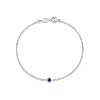 Silver Single Blue Sapphire Dewdrop Bracelet