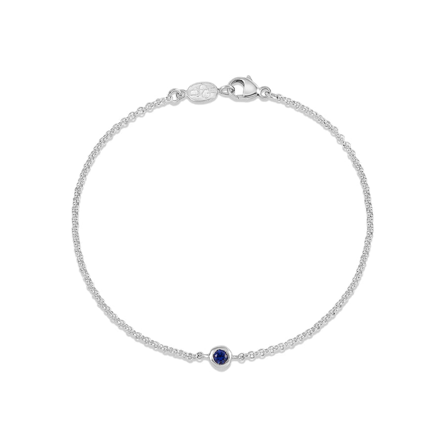 Silver Single Blue Sapphire Dewdrop Bracelet