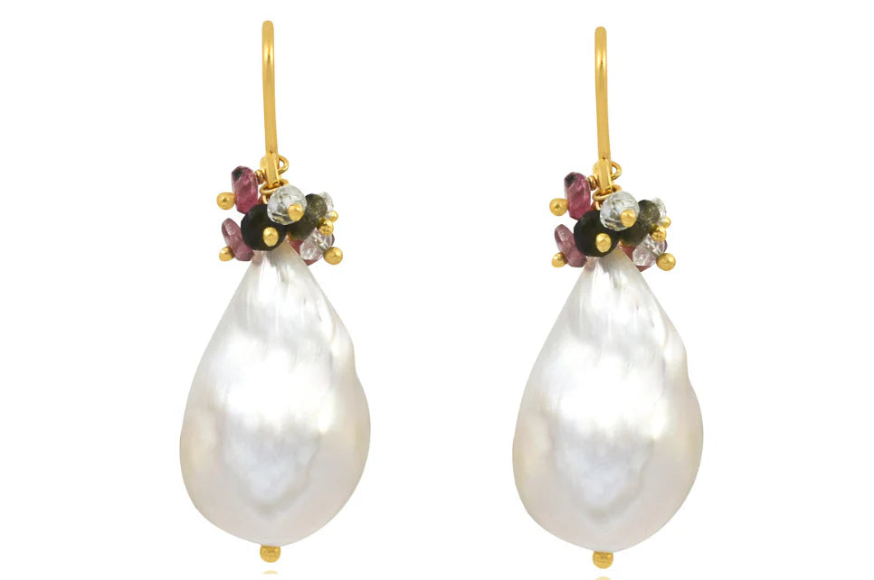 Shadi Baroque Pearl & Tourmaline Earrings