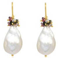 Shadi Baroque Pearl & Tourmaline Earrings