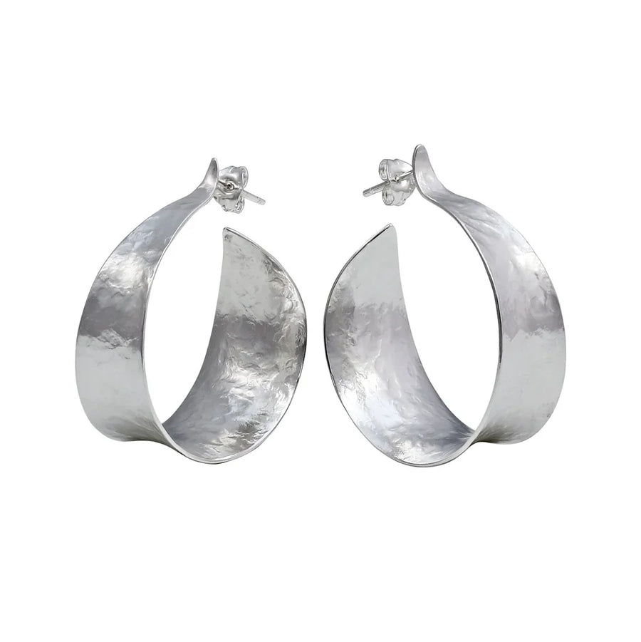 Silver Komorebi Large Curl Hoop Earrings