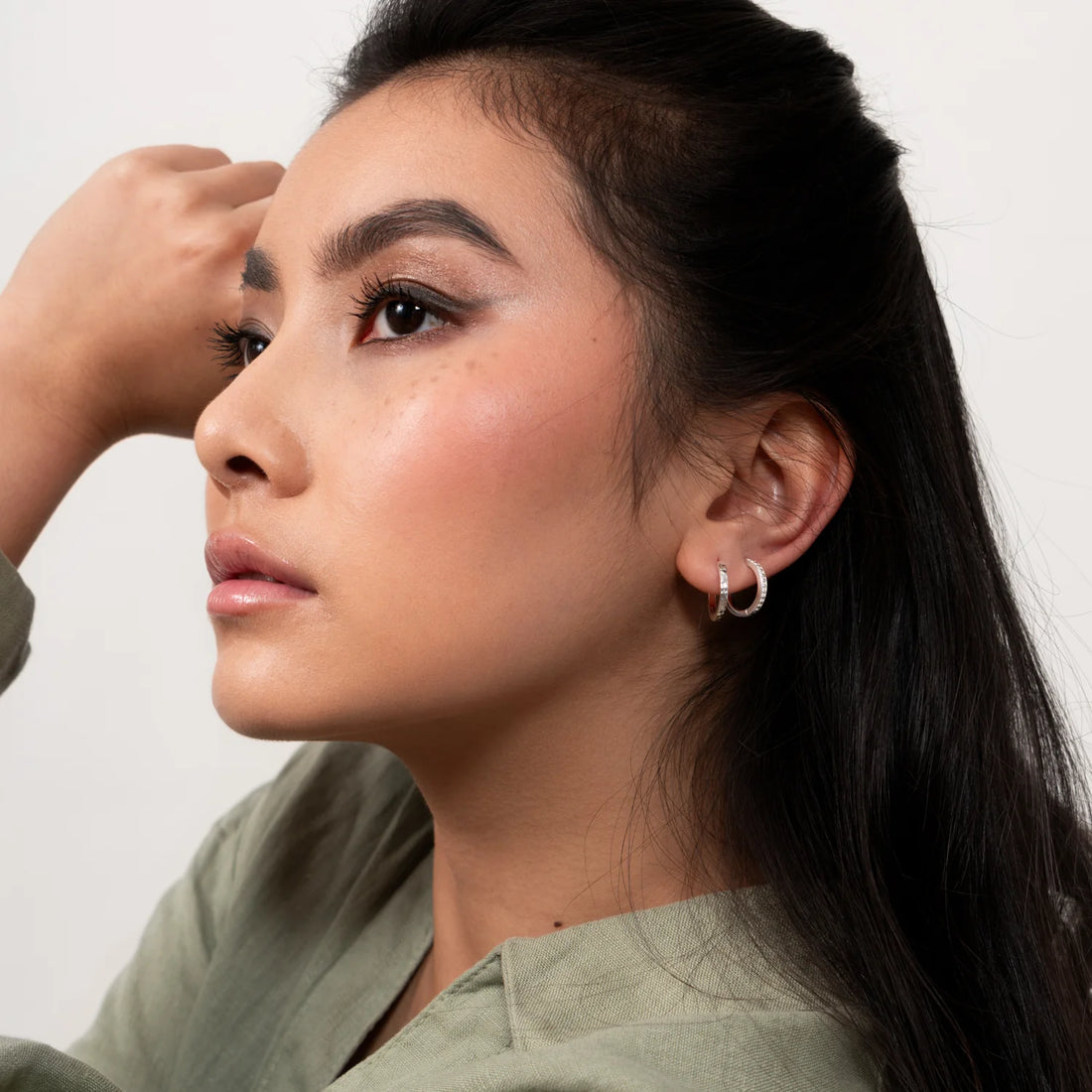 Silver Medium Nomad Hammered Hoop Earrings