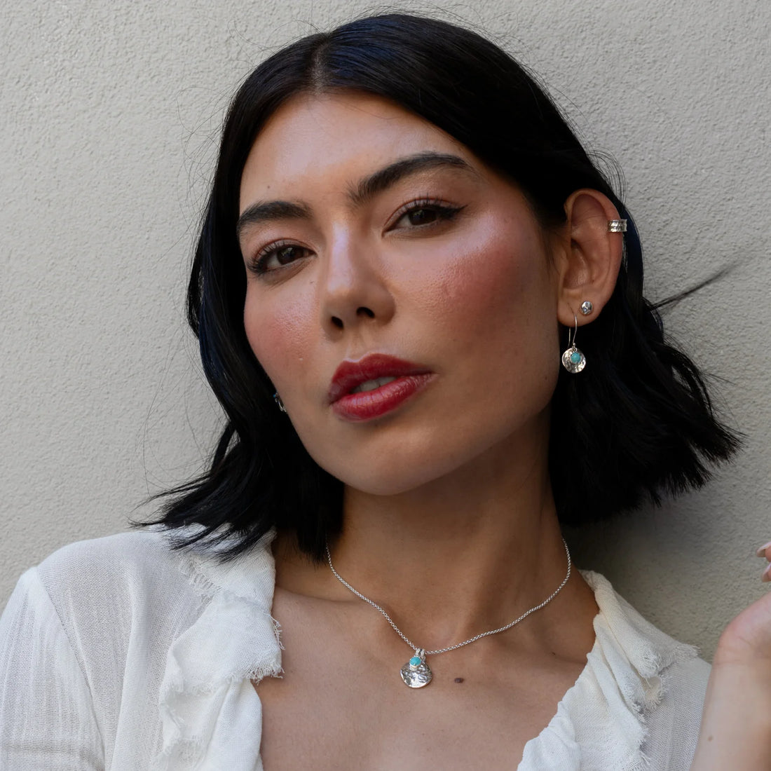 Silver Medium Nugget Stud Earrings