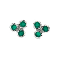 Silver Threeni Stud Earrings - Green Onyx