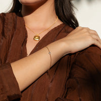 Single White Saphire Dewdrop Bracelet Gold Vermeil