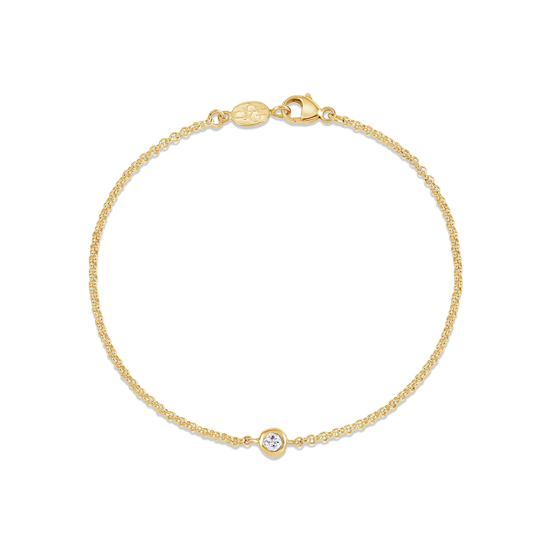Single White Saphire Dewdrop Bracelet Gold Vermeil