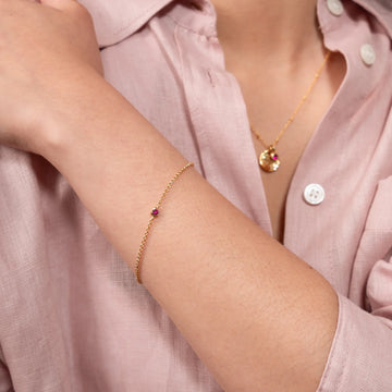 Single Ruby Dewdrop Bracelet Gold Vermeil