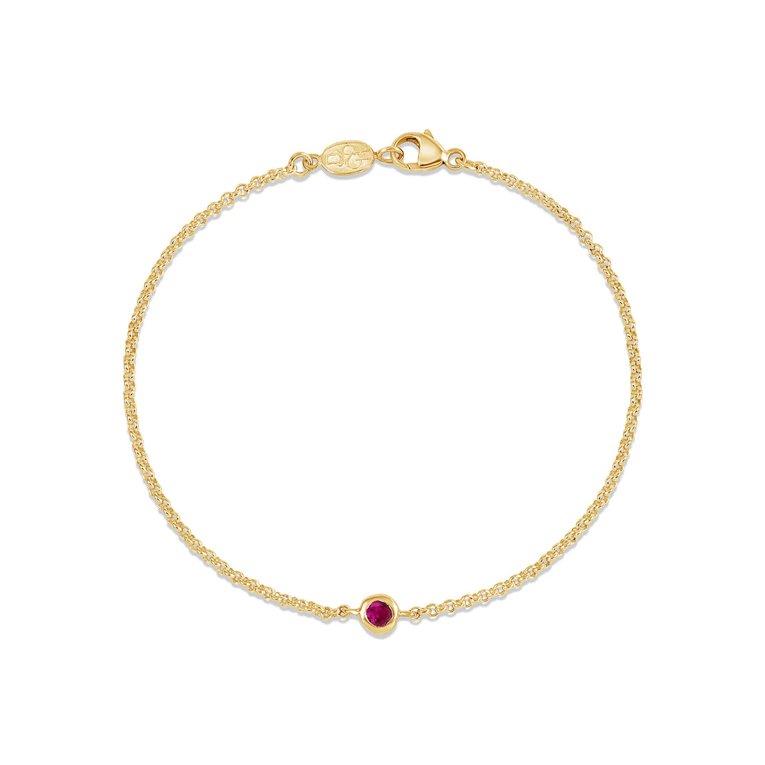 Single Ruby Dewdrop Bracelet Gold Vermeil
