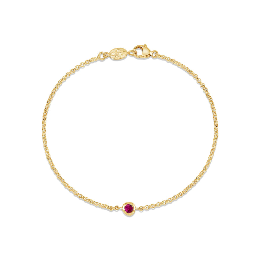 Single Ruby Dewdrop Bracelet Gold Vermeil