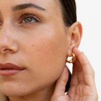 Small Triple Row Waterfall Hoop Earrings Gold Vermeil