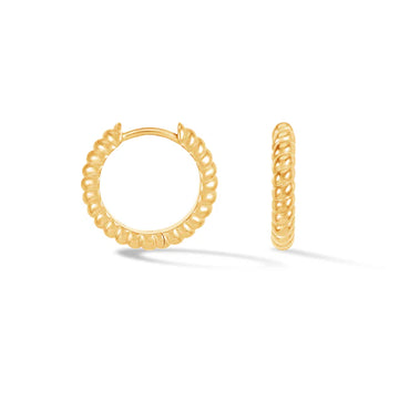 Yellow Gold Small Twist Huggie Hoop Earrings
