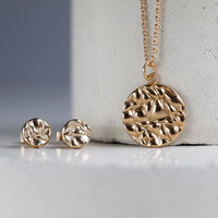 Softy Collection Large Gold Textured Disc Pendant