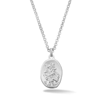 Silver Men's St Christopher Talisman Necklace