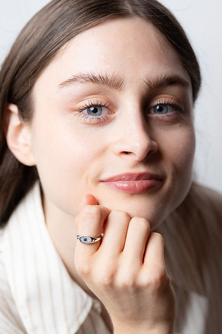 Silver and Sapphire Supernova Signet Ring