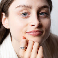 Silver and Sapphire Supernova Signet Ring