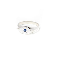 Silver and Sapphire Supernova Signet Ring